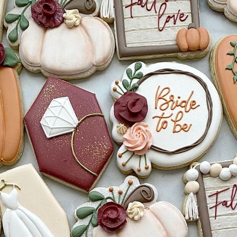 Fall Wedding Shower Cookies, Fall Bridal Shower Cookies, Boho Bridal Shower Cookies, Fall Wedding Cookies, Wedding Shower Cookies, Engagement Cookies, Bridal Shower Cookies, Princess Bridal, Fall Bridal Shower