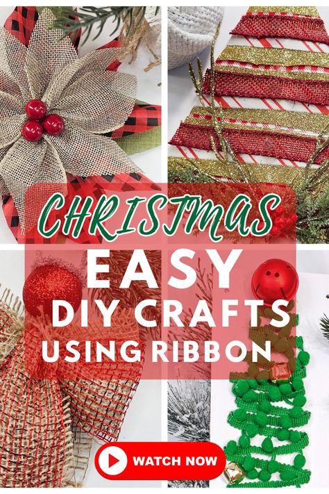 Dollar Tree RIBBON Christmas DIY Crafts. Christmas Decor Ideas.  Christmas Crafts Ribbons For Wreaths How To Make, Paper Twist Ribbon Crafts, Ribbon Crafts For Christmas, Diy Ribbon Decoration, Xmas Ribbon Ideas, Wired Ribbon Crafts Diy Projects, Decorative Ribbon Ideas, Ribbon Projects Ideas, Christmas Ribbon Flowers