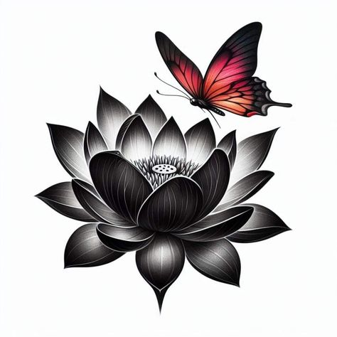 Lotus And Butterfly Tattoo For Women, Black Lotus Flower Tattoo Cover Up, Realism Lotus Tattoo, Lotus Flower Butterfly Tattoo, Colored Lotus Flower Tattoo, Flower Tattoo Coverup, Tatuajes Cover Up, Lotus Flower Cover Up Tattoo, Lotus And Butterfly Tattoo