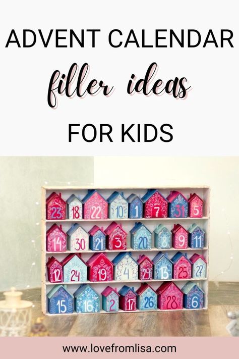 Advent calendar filler ideas for kids. The ultimate list of advent calendar filler ideas for kids, including toys, accessories, craft, bath toys, and food ideas, that kids of all ages will love. Lovefromlisa.com Diy Advent Calendar For Kids Fillers, Advent Calendar Fillers For Teenagers, Small Advent Calendar Fillers, Advent Calendar Fillers For Kids, Advent Calendar Ideas Diy What To Put In, Advent Calendar For Toddlers, Christmas Planning Checklist, Bath Beads, Advent Calendar Fillers