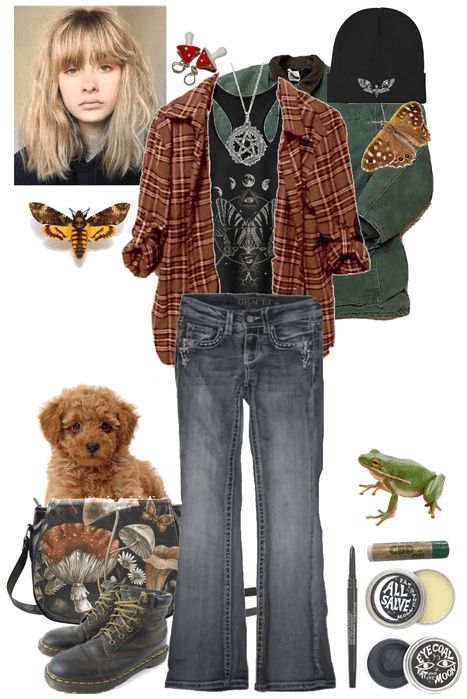 mothcore (Billie) Outfit | ShopLook Cottagecore Grunge, Outfit Maker, Outfit Shoplook, Moth, Denim Jacket, Outfit Ideas, How To Wear