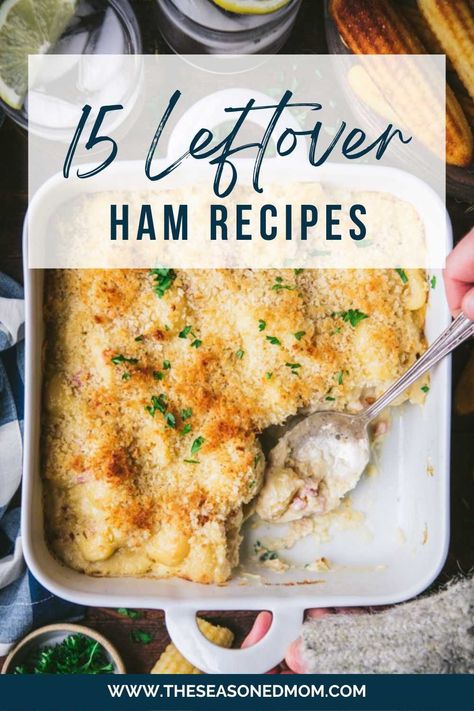 A convenient collection of more than 15 favorite recipes for leftover ham! From soups and pots of beans that take advantage of a ham bone or ham hock, to casseroles that stretch the remaining meat to feed a family, or salads that benefit from a rich, smoky flavor, these easy, delicious meals will make you forget that you're making leftover ham recipes. Ham Meat Recipes, Leftover Ham Hock Recipes, Ham Freezer Meal Recipes, Chunked Ham Recipes, Leftover Sweet Ham Recipes, Recipes With Smoked Ham, Leftover Thanksgiving Ham Recipes, Black Forest Ham Recipes, Leftover Ham Soup