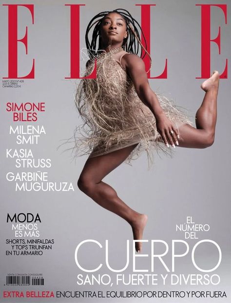 Simon Biles, Lines For Girls, Elle Spain, American Athletes, Bold Red Lips, Sports Organization, Simone Biles, Vogue Japan, Cover Story