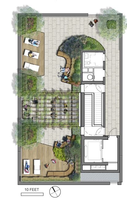 Rooftop Amenities, Rooftop Landscape, Roof Garden Plan, Space Landscape, Roof Garden Design, Terrasse Design, Small Landscape, Terrace Garden Design, Rooftop Terrace Design