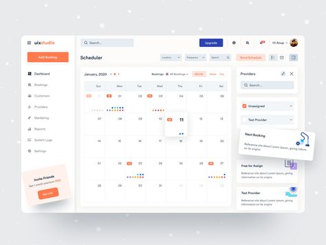 Uixstudio Dashboard || Booking Calendar. by Anup 💯 for Twinkle on Dribbble Web Calendar Design, Calendar Ui Design, Calender Ui, Minimal Dashboard, Calendar Design Layout, Booking Calendar, Calendar Creative, Concept Product, App Dashboard