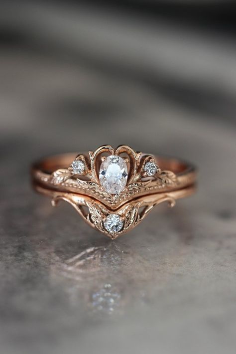 Unique Diamond Wedding Rings, Handcrafted Engagement Ring, Synthetic Diamond, 20 Off, Nature Ring, Bridal Bands, Nature Inspired Jewelry, Bridal Ring Set, Laser Hair