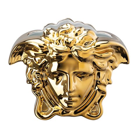 Versace Furniture, Vase Gold, Golden Colour, Bed Design Modern, Versace Jewelry, Gold Vases, Versace Home, Medusa Head, Versace Collection