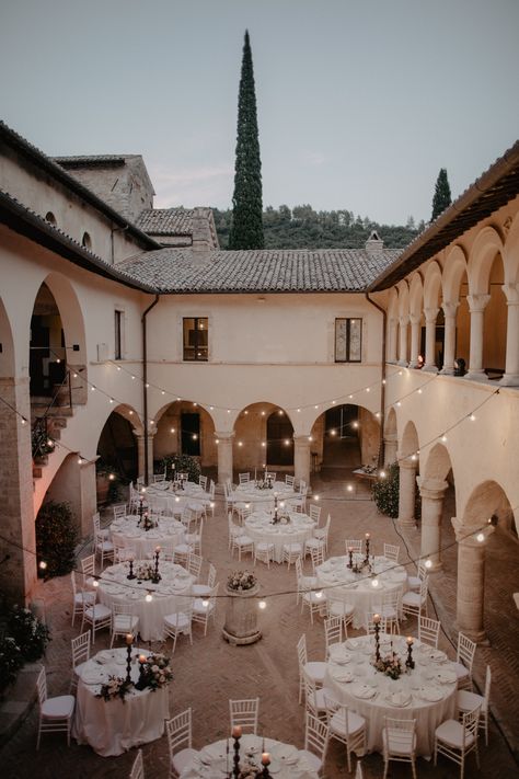 Wedding Venue in Umbria, Italy | Abbazia San Pietro in Valle | See more on The Lane... | #reception #styling #dinner #event Italy Wedding Venues, Courtyard Wedding, Villa Wedding, Inexpensive Wedding, The Lane, Tuscany Wedding, French Wedding, Indoor Wedding, Italian Wedding