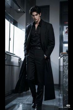 2. Fashion: #fashion, #style, #outfitinspiration, #beauty Mens Fashion Hoodie, Black Trench Coat Men, Rabastan Lestrange, All Black Outfits, Spy Outfit, All Black Suit, Modern Vampires, Vampire Clothes, Black Suit Men