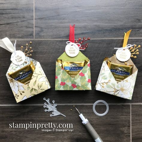 Ghirardelli Treat Holders, Ghirardelli Chocolate Squares, Christmas Treats Holders, Mary Fish, Stampin Pretty, Ghirardelli Chocolate, Treat Holders, Craft Stash, Candy Holder