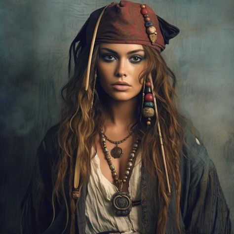 Authentic Pirate Costume Woman, Creative Pirate Costume, Pirate Female Makeup, Female Captain Jack Sparrow, Woman Pirate Costume Diy, Pirate Eye Makeup Women, Diy Female Pirate Costume, Female Pirate Makeup Ideas, Woman Pirate Makeup