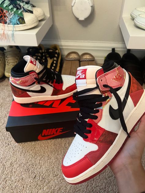 Spider Man Jordan 1s Outfit, Spiderman Jordans, Spiderman Jordan, Spiderman Jordan 1s, Spider Man Jordan 1s, Air Jordans Spiderman, Air Jordan 1 Spider Verse, Shoes Spiderman, Spiderman Shoes