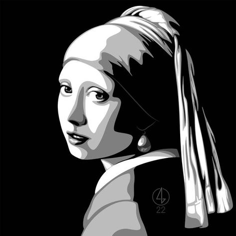 Modern Art Prints Artworks, Portrait Palette, Realistic Flower Drawing, Colored Pencil Art Projects, Vector Portrait Illustration, Acrylic Portrait Painting, Portrait Artists, Girl With A Pearl Earring, Black And White Art Drawing