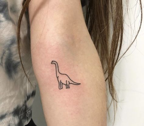 Small Brontosaurus Tattoo, Bronchosaurous Tattoo, Tiny Dino Tattoo, Brontosaurus Tattoo, Brachiosaurus Tattoo, Dinosaur Tattoo, Tiny Finger Tattoos, Dinosaur Tattoos, Skeleton Tattoos