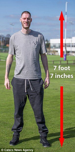 Britain's tallest man: Paul Sturgess, 29, is 7 foot 7 inches and weighs 24 stone Tallest Man, Walking Tall, Tall People, Tall Men, Nba Players, Tall Guys, Fun Things, Body Positivity, Family Fun