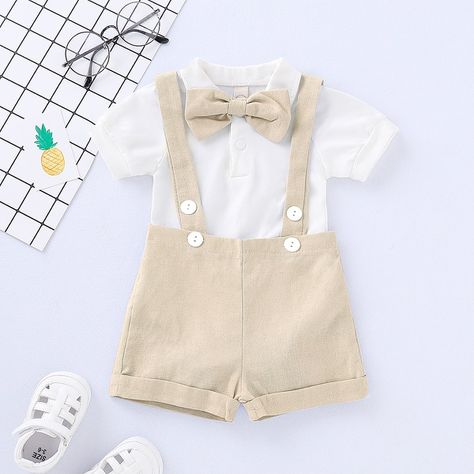 Boy Overalls, Bow Tie Suit, Gentleman Outfit, Bowtie And Suspenders, Bow Shirts, Short Sleeve Romper, Boys Set, Baby Outfits Newborn, Matching Family Outfits