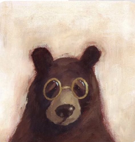 Animals With Glasses Art, Bear Art Illustration, Bear Art Cute, Bear With Glasses, Brown Bear Illustration, Brown Drawing, Brown Bear Art, Bears Aesthetic, Illustration Bear