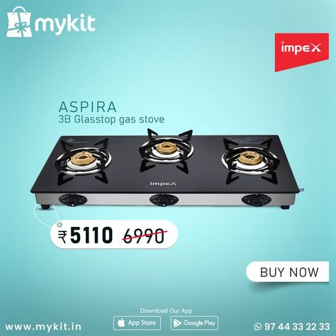 Cook with passion and serve love with @mykitcart Brand: @impexhome ▪Type: Manual Gas Stove ▪Burner Type: Three-pin heavy brass burners ▪Number of Burners: 3 ▪Body Material: Stainless Steel ▪Color: Black ▪Dimension: 40 cm x 80 cm Order Nowhttps://mykit.in/impex-aspira-3b-glasstop-gas-stove . . . . #mykitcart #ecommerce #stove #onlineshopping #brandyourkitchen #kitchenappliances Cook with passion and serve love with @mykitcart Kitchen Gas Stove, Gas Stove Burner, Stove Burner, Instagram Template Design, Gas Stove, Instagram Template, Stove, Graphic Card, Template Design