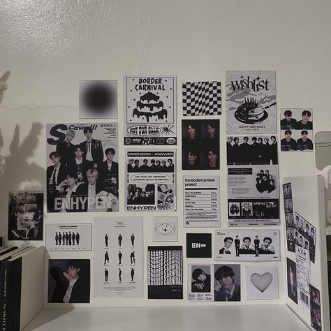 Black And White Kpop Room, Kpop Aesthetic Room, Kpop Room Aesthetic, Bts Room Decor, Kpop Room, Pinterest Room Decor, Study Room Decor, Poster Room, Room Desk