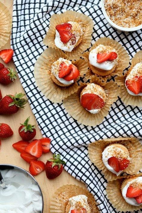 Gluten-Free Dairy-Free Angel Food Cupcakes with strawberries - Joy the Baker Cupcakes With Strawberries, Angel Food Cupcakes, Food Cupcakes, Joy The Baker, Free Angel, Vegan Products, Strawberry Cupcakes, Free Living, Food Cake