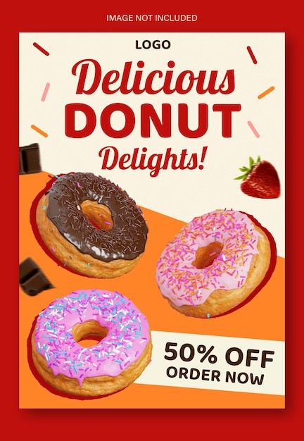 Sweets Poster Design, Sweet Poster Design, Food Discount Design, Discount Design Ideas, Snack Poster Design, Donut Poster Design, Poster Donat, Food Product Poster, Food Promotion Design