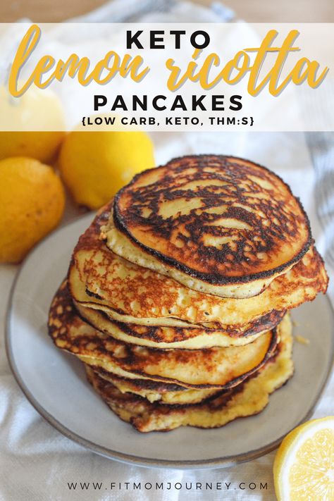 Soft & fluffy Keto Lemon Ricotta Pancakes are a delightful weekend breakfast! Absolutely bursting with flavor from lemon zest, and of course freezer-friendly! Mushroom Spinach Quiche, Keto Cream Cheese Pancakes, Best Keto Pancakes, Low Carb Pancake Recipe, Lemon Poppyseed Pancakes, Lemon Pancakes, Cream Cheese Pancakes, Fluffy Pancake Recipe, Lemon Ricotta Pancakes