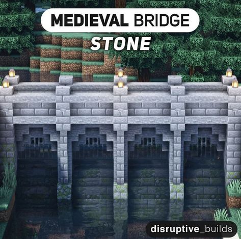 Minecraft Stone Bridge Ideas, Rlcraft Build, Dam Minecraft, Minecraft Aqueduct, Minecraft Stone Path, Minecraft Stone Bridge, Minecraft Dam, Minecraft Pier, Minecraft Beacon Design