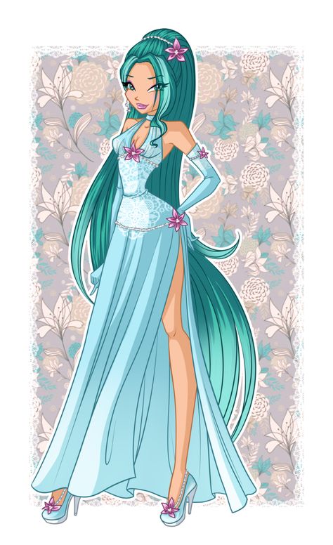 Azel. Flower dress by LaminaNati Flower Dress Drawing, Fairy Flower Dress, Winx Outfits, Oc Dress, Dress To Impress Outfits, Klub Winx, Fairy Outfit, Bloom Winx Club, Fairy Artwork