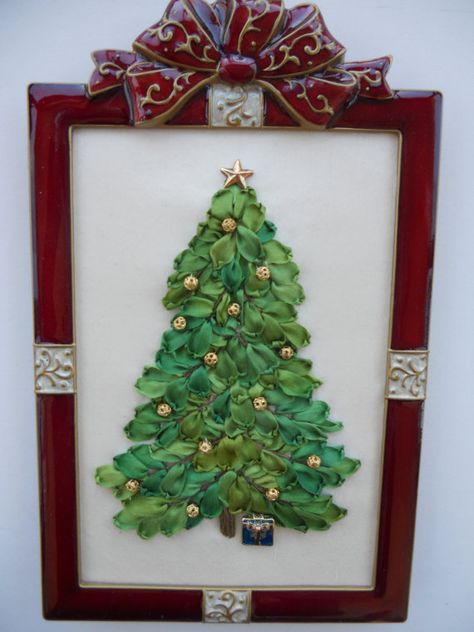 Silk Ribbon Embroidery Framed Christmas by ItsSewPrettyByJanet Ribbon Embroidery Kit, Embroidery Christmas, Learn Embroidery, Ribbon Art, Ribbon Work, Silk Ribbon Embroidery, Design Guide, Ribbon Crafts, Christmas Ribbon