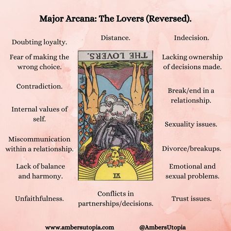 The Lovers, in reversed position from the Major Arcana suit in the tarot deck and its meanings, including the astrology and numerology meanings. 

#TheLovers #MajorAcarna #TarotCardMeanings #Tarot The Lovers Tarot Reversed, Lovers Reversed Tarot Meaning, The Lovers Reversed Tarot Meaning, The Lovers Meaning, The Lovers Reversed, Lovers Tarot Meaning, The Lovers Tarot Meaning, Lovers Meaning, Numerology Meanings