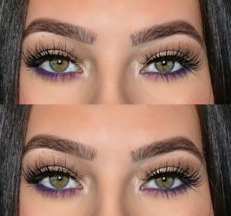 90s Eye Makeup, Different Eyeliner Looks, 1920 Makeup, Under Eye Liner, Purple Eyeliner, Hazel Eye Makeup, Makeup Looks For Green Eyes, Alat Makeup, Purple Eye Makeup