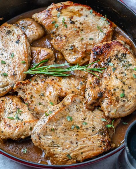 Garlic + Herb Turkey Cutlets Turkey Cutlets With Gravy, Turkey Cutlet Recipes Healthy, Turkey Chops Recipe, Garlic Herb Turkey, Lemon Turkey, Turkey Steaks, Turkey Cutlet Recipes, Cutlet Recipes, Marinated Turkey