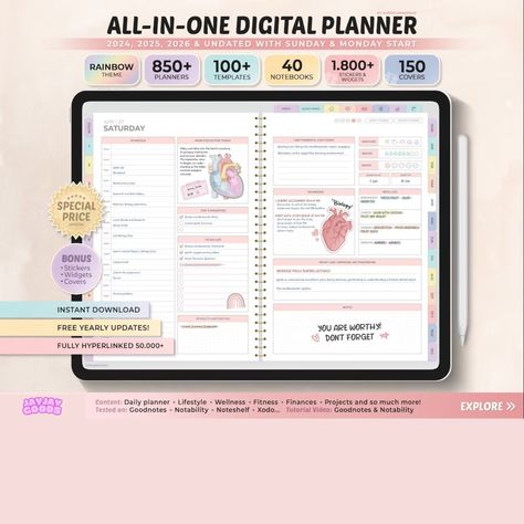 Free Digital Planner Templates Free Digital Journal Goodnotes, Penly App, Daily Planner Templates, Journal Daily Planner, Daily Planner Journal, Student Planner Printable, Editable Planner, Physical Planner, Mom Planner