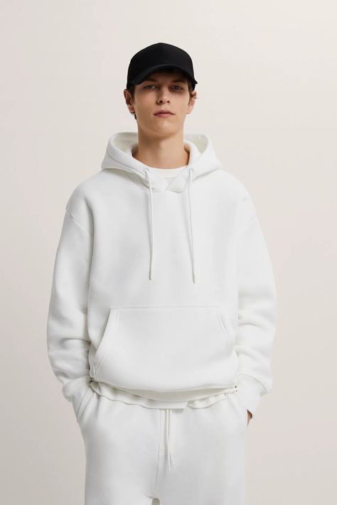 BASIC HOODIE SWEATSHIRT | ZARA United States White Hoodie Outfit Men, Hoddies Outfits Men, White Hoodie Outfit, Superman Justice League, Hoodie Zara, Superman Outfit, Hoddies Outfits, Justice League Superman, Superman Hoodie