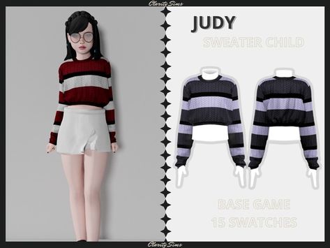 Judy - Sweater Child | Patreon Clarity Sims, Child Clothes, Sims 4 Children, The Sims 4 Download, Sims4 Clothes, Sims 4 Cc Finds, Sims 4 Clothing, Sims Mods, Sims 4 Cc