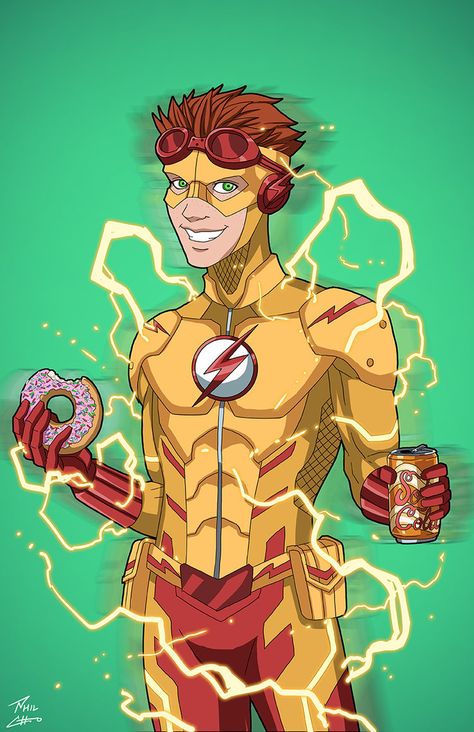 Wally West as Kid Flash, by Phil Cho Wallace West, Earth 27, Phil Cho, Flash Comics, Wally West, Kid Flash, Teen Titan, Dc Comics Superheroes, Arte Dc Comics