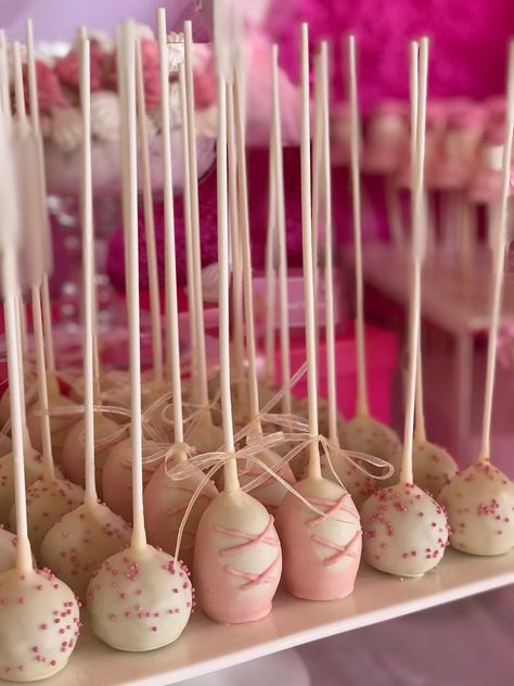 Ballerina Cake Pops Ideas, Tutu Cute Birthday Theme, Ballerina Two Year Old Party, Dance Cake Pops, Ballerina Dessert Table, Welcome Tutu My Party, Ballerina 1st Birthday Party Ideas, Ballerina Second Birthday Party, Ballet First Birthday Party