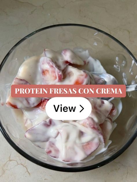 Lemon8 · 🍓PROTEIN STRAWBERRIES & CREAM Snack Recipe · @Kat Loya Crema Recipe, High Protein Desserts, Nutrition Diet, Nutrition Guide, Vanilla Protein Powder, Protein Pack, Nutrition Coach, Healthy Sweets, Strawberries And Cream