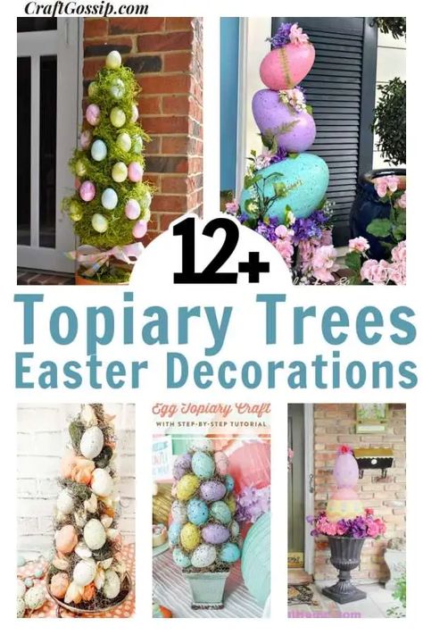 12 DIY Easter Topiary Trees – Home and Garden Easter Topiary Tree, Easter Egg Tree Diy, Easter Topiary, Dollar Tree Easter Crafts, Topiary Diy, Easter Egg Tree, Easter Wreath Diy, Egg Tree, Easter Stuff