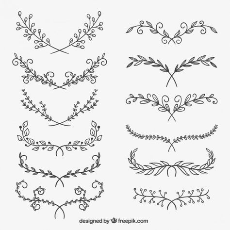 More than a million free vectors, PSD, photos and free icons. Exclusive freebies and all graphic resources that you need for your projects Tattoo Diy, Tattoo Zeichnungen, Wreath Drawing, Hawaiian Tattoo, Cat Tattoos, Tiny Tattoo, Diy Tattoo, Pola Sulam, Vector Flowers