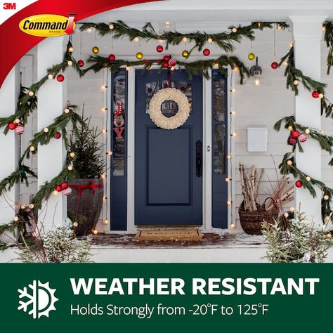 Command Large Outdoor Metal Multipurpose Hook in the Christmas Hooks & Hangers department at Lowes.com How Do You Hang Wreaths On Windows, Wreath For Outdoor Windows, Outdoor Large Wreath, Outdoor Wreaths On House Windows, Wreaths On Outdoor Windows, Wreaths In Windows Christmas Outdoor, Outdoor Rope Lights, Hanging Christmas Lights, Wall Clips