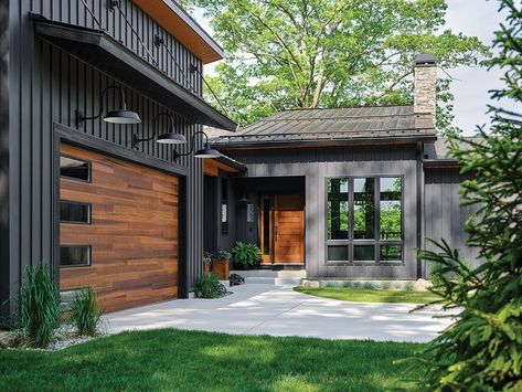 Quality Edge | Form and Function - Quality Edge Dark Grey Houses, Black Houses, Steel Siding, Exterior House Color, Cabin Exterior, Dark House, Home Exterior Makeover, Grey Houses, Exterior Makeover