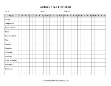 This printable vitals flow sheet spans a full month. Free to download and print Vital Signs Chart Printable, Vital Signs Chart, Health Binder, Time Sheet Printable, Medical Binder Printables, Time Sheet, Medical Binder, July Desserts, Health Chart