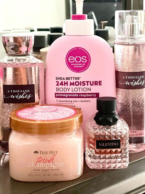 A Thousand Wishes Scent Combo, Born In Roma Valentino Combo, Pink Champagne Eos Lotion, A Thousand Wishes Perfume Layering, Eos Pink Champagne Combo, Eos Pomegranate Raspberry Combo, Valentino Born In Roma Layering, Valentino Perfume Combo, Fresh And Cozy Eos Layering