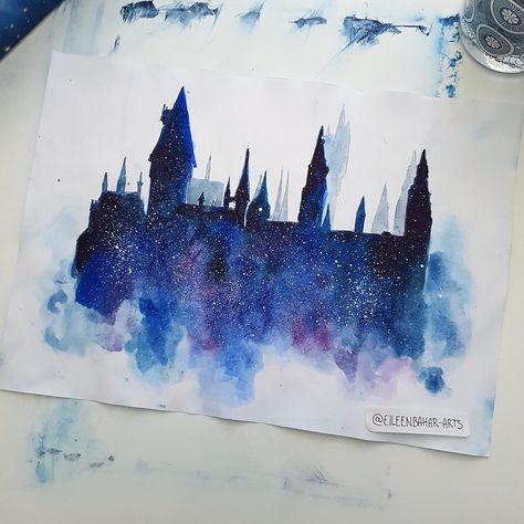 Hogwarts Castle Drawing, Hogwarts Painting, Harry Potter Watercolor, Harry Potter Stuff, Harry Potter Bedroom Decor, Book Edges, Hp Aesthetic, Harry Potter Art Drawings, Harry Potter Painting