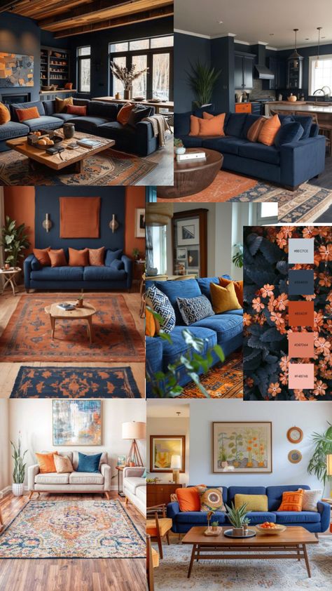 Teal Living Rooms, Living Room Partition, Living Room Orange, Blue Living Room, Interior Design Projects, Living Room, House Design, Interior Design, Blue