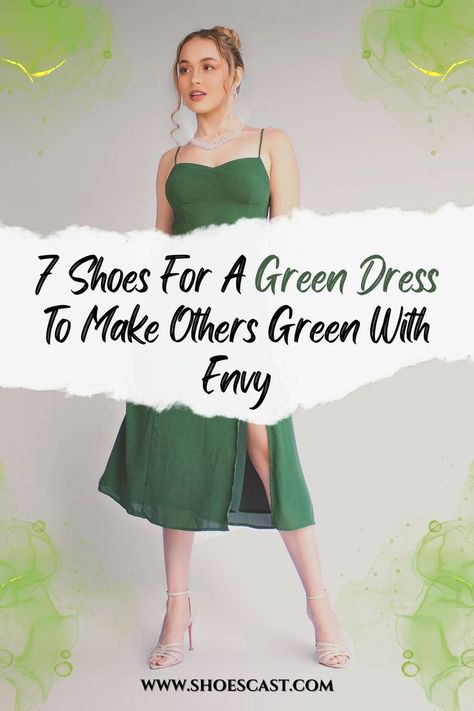 Even designers and fashion-forward thinkers agree that green brings a dash of je ne sais quoi to the simplest of looks. When you’re wondering about the best shoes for green dresses (whether or not you already have a dress), you can’t go wrong with nude or crystal pumps. Keep on reading to discover what other styling options you have. #shoescast #greendress #shoes #outfitideas #springlook #pintereststyle #womensfashion #stylish Emerald Green Dress Outfit, Deep Green Dress, Green Dress Shoes, Emerald Prom Dress, Emerald Gown, Emerald Green Gown, Green Dress Outfit, Crystal Pumps, Emerald Green Dress