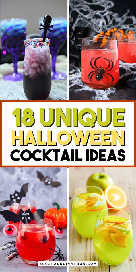 Get ready to toast to the witching hour with 18 creative Halloween cocktails and drinks! 🕷️🍹 Whether you prefer sweet, savory, or spooky, these recipes will enchant your guests. Mix up some magic this Halloween! Save this pin for your frightfully festive gatherings! Green Apple Moscato Sangria, Cocktails For Halloween, Pumpkin Pie Martini Recipe, Big Batch Cocktails, Halloween Alcohol, Moscato Sangria, Zombie Cocktail, Pumpkin Pie Martini, Cocktail Cupcakes