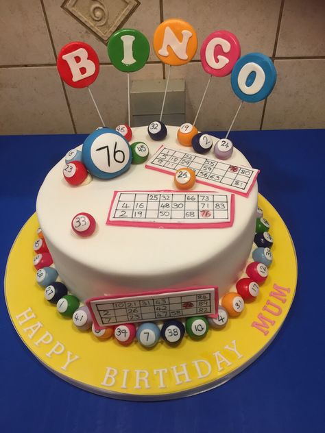 Bingo Dessert Ideas, Bingo Birthday Party Theme For Adults, Bingo Cake Ideas, Bingo Birthday Party Theme, Bingo Party Ideas, Bingo Birthday Cake, Bingo Party Decorations, Happy 76th Birthday, Bingo Cake