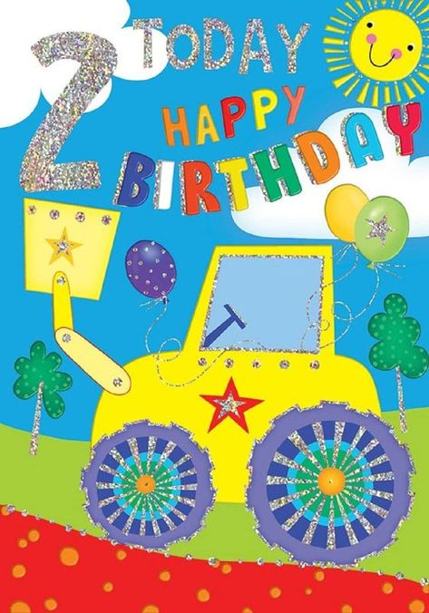 Happy 2nd Birthday Card Boy Tractor Grandson Birthday Cards, 2nd Birthday Boys, Happy Birthday Wishes Photos, Birthday Cards For Son, Grandson Birthday, Tractor Birthday, Nephew Birthday, Happy Birthday Photos, Birthday Cards For Boys